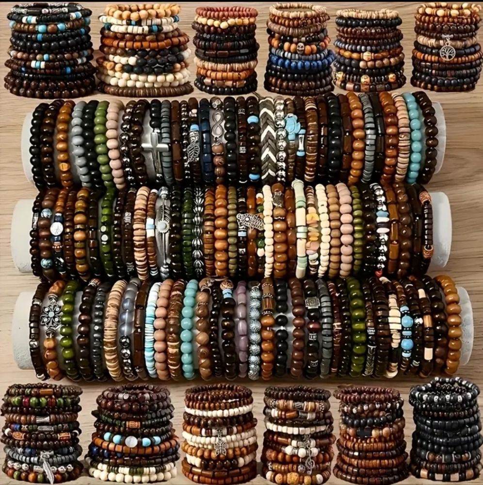 Simple Designs Fashion Jewelry Wooden Beaded Bracelets Set